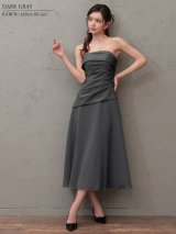 【予約商品/2月中旬-2月下旬発送予定】XSサイズあり【Veautt/ヴュート】【OF05】ベアトップ/ スカーフ/ ウエストタック/ ボタン/ シフォン/ 2way/ フレア/ ワンピース/ ミディアムドレス/ キャバドレス