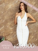 【決算SALE開催中！! 】XSサイズあり【Veautt/ヴュート】フロントファスナー/ バックオープンリングデザイン/ ワンカラー/ ノースリーブ/ タイト/ ひざ丈/ ミディアムドレス/ キャバドレス[OF05]