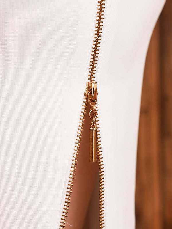 画像12: XSサイズあり【Veautt/ヴュート】【OF05】襟付き/ ボタンチャーム/ バックオープン/ ノースリーブ/ ひざ丈/ タイト/ ミディアムドレス/ キャバドレス