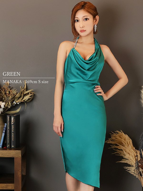 画像7: XSサイズあり【Veautt/ヴュート】【OF05】ドレープ/ ホルターネック/ ファスナースリット/ ワンカラー/ シンプル/ ひざ丈/ ミディアム/ タイト/ キャバドレス