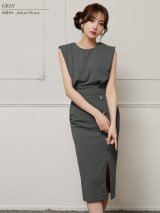 【予約商品/11月中旬-11月下旬発送予定】XSサイズあり【Veautt/ヴュート】【OF05】ノースリーブ/ ウエストマーク/ ボタン/ サイドスリット/ タイト/ ミディアムドレス/ キャバドレス