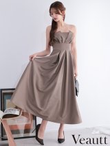 XSサイズあり【Veautt/ヴュート】【OF05】べアトップ/ バストタック/ ウエストマーク/ プリーツ/ フレア/ ワンピース/ ロングドレス/ キャバドレス