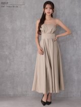 XSサイズあり【Veautt/ヴュート】【OF05】べアトップ/ バストタック/ ウエストマーク/ プリーツ/ フレア/ ワンピース/ ロングドレス/ キャバドレス