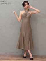 XSサイズあり【Veautt/ヴュート】【OF05】フロントクロスデザイン/ バックオープン/ リボン/ マーメイド/ フレア/ ワンピース/ ミディアムドレス/ キャバドレス