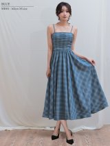 XSサイズあり【Veautt/ヴュート】【OF05】ベアトップ/ ギャザー/ チェック/ 2way/ フレア/ ワンピース/ ミディアムドレス/ キャバドレス
