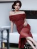 ワインレッド　モデル：七瀬みほ　身長：162cm　着用サイズ：XSサイズ