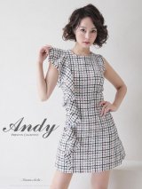 【Andy ANDY Fashion Press 14 COLLECTION 05】ツイード/ チェック柄/ ノースリーブ/ フリル/ 台形スカート/ ワンピース/ ミニドレス/ キャバドレス[OF05]