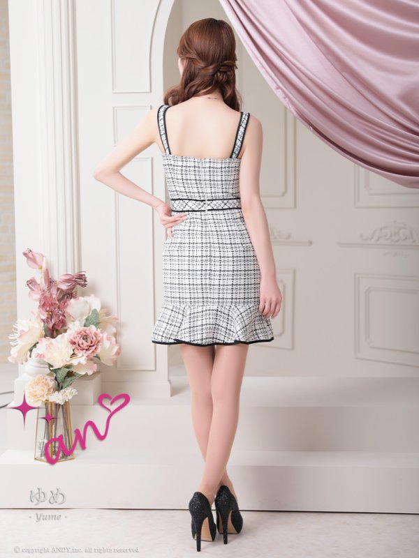 画像15: 【an/アン】マーメイド/ ツイード/ フロントジップ/ ゴールドバックル/ チェーンモチーフ/ ビスチェ/ フリル/ ミニドレス/ キャバドレス[OF05]