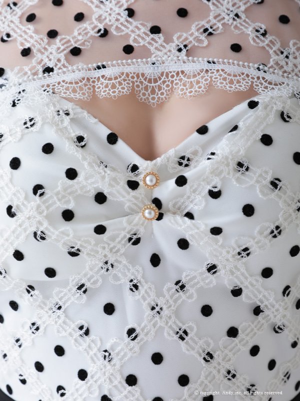 画像7: 【ANDY Fashion Press vol.14 掲載商品】マーメイド/ ドットレース/ バストカット/ ノースリーブ/ セットアップ風/ 裾フリル/ ワンピース/ ミニドレス/ キャバドレス[OF05]