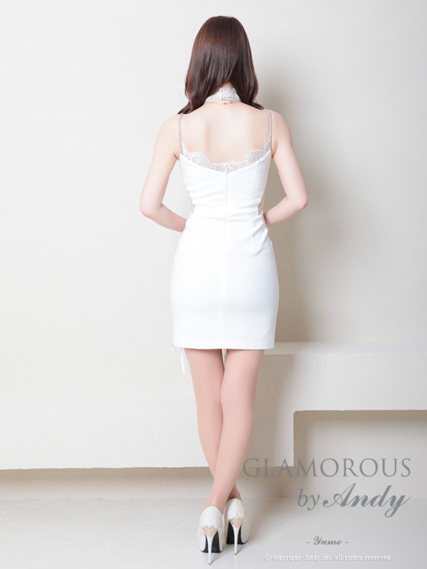 画像11: 【Miyu × GLAMOROUS by Andy 05 COLLECTION 06】ジップ/ ビジュー/ 編み上げ/ ワンカラー/ シアー/タイト/ ミニドレス/ キャバドレス[OF05]