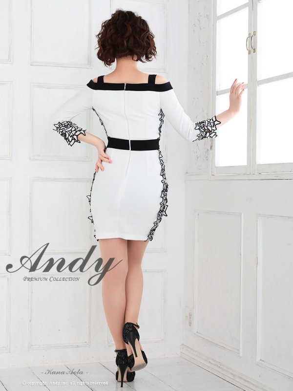 画像20: 【ANDY/アンディ】七分袖/ フラワーレース/ バイカラー/ タイト/ ミニドレス/ キャバドレス[OF05]
