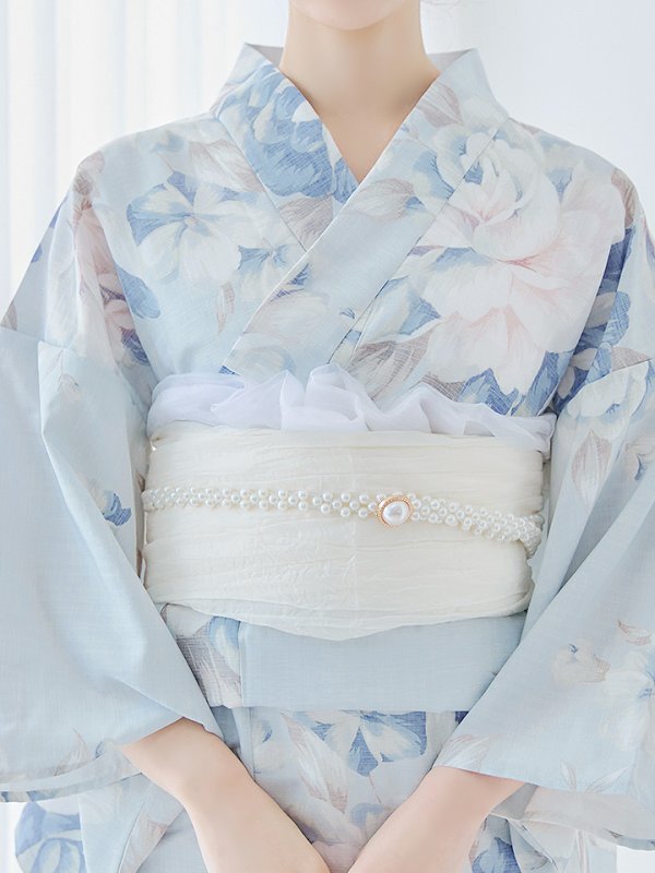 画像19: 【即日発送】クラシカルローズブルー浴衣【浴衣３点セット 浴衣/帯/下駄】[YMT]