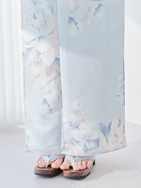 画像20: 【即日発送】クラシカルローズブルー浴衣【浴衣３点セット 浴衣/帯/下駄】[YMT]