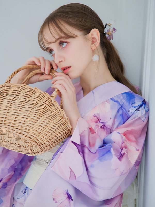 画像26: 【即日発送】パステル水彩フラワーアンニュイ浴衣【浴衣３点セット 浴衣/帯/下駄】[YMT]