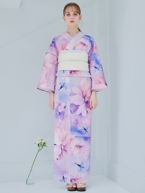 画像27: 【即日発送】パステル水彩フラワーアンニュイ浴衣【浴衣３点セット 浴衣/帯/下駄】[YMT]