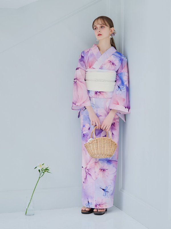 画像29: 【即日発送】パステル水彩フラワーアンニュイ浴衣【浴衣３点セット 浴衣/帯/下駄】[YMT]