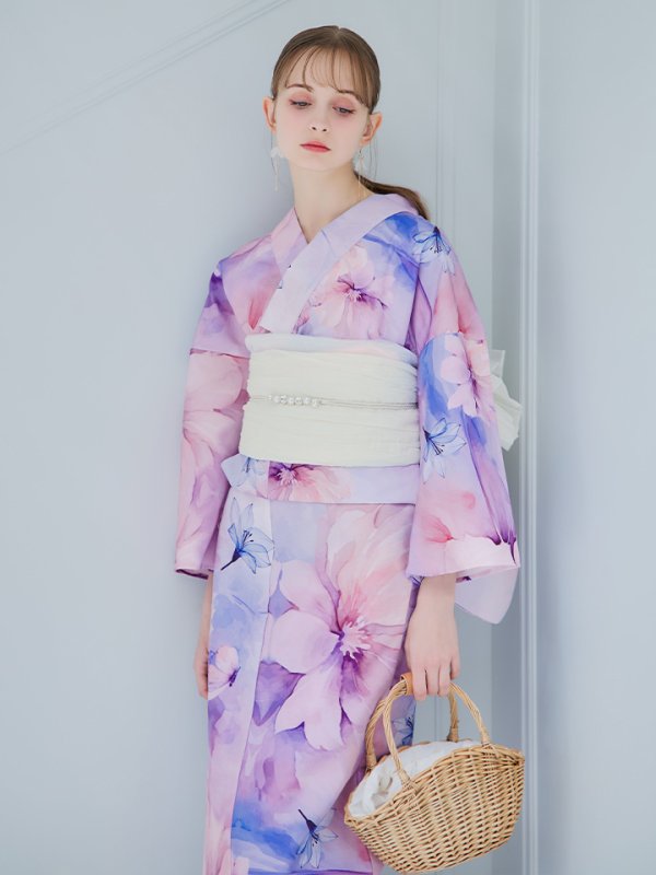 画像31: 【即日発送】パステル水彩フラワーアンニュイ浴衣【浴衣３点セット 浴衣/帯/下駄】[YMT]