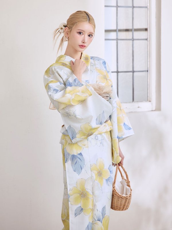 画像10: ヘルシー油彩牡丹浴衣【浴衣３点セット 浴衣/帯/下駄】[YMT]