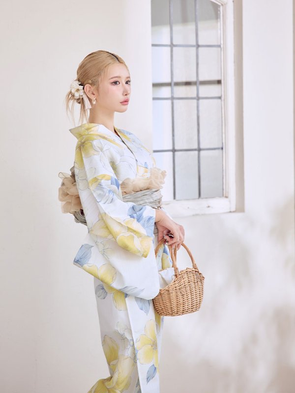 画像11: ヘルシー油彩牡丹浴衣【浴衣３点セット 浴衣/帯/下駄】[YMT]