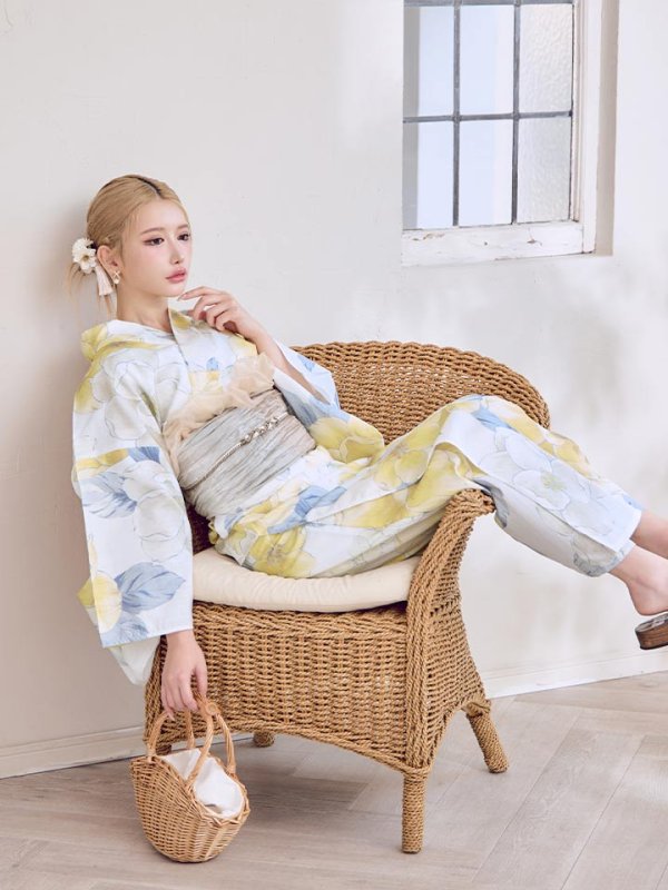 画像12: ヘルシー油彩牡丹浴衣【浴衣３点セット 浴衣/帯/下駄】[YMT]