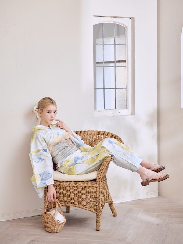 画像13: ヘルシー油彩牡丹浴衣【浴衣３点セット 浴衣/帯/下駄】[YMT]