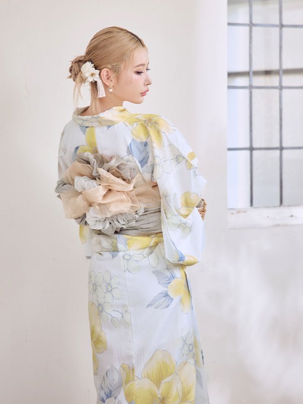 画像19: ヘルシー油彩牡丹浴衣【浴衣３点セット 浴衣/帯/下駄】[YMT]