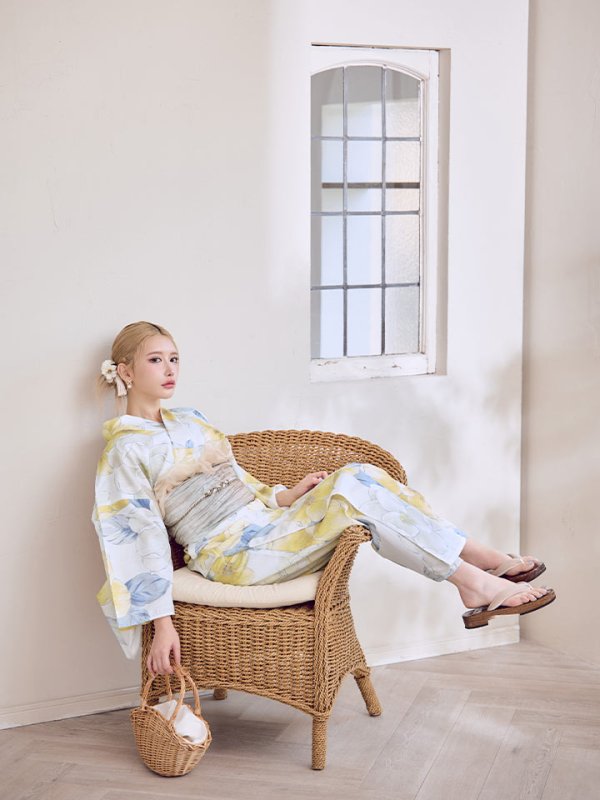 画像7: ヘルシー油彩牡丹浴衣【浴衣３点セット 浴衣/帯/下駄】[YMT]