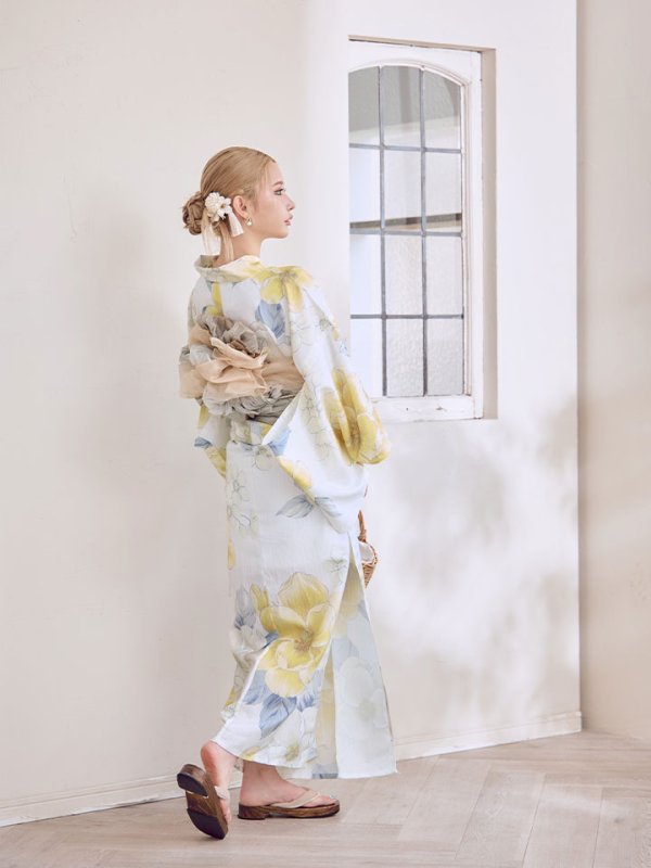 画像9: ヘルシー油彩牡丹浴衣【浴衣３点セット 浴衣/帯/下駄】[YMT]