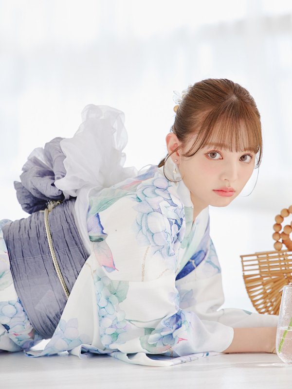 画像17: 【即日発送】シャーベット水彩紫陽花浴衣【浴衣３点セット 浴衣/帯/下駄】[OF04]