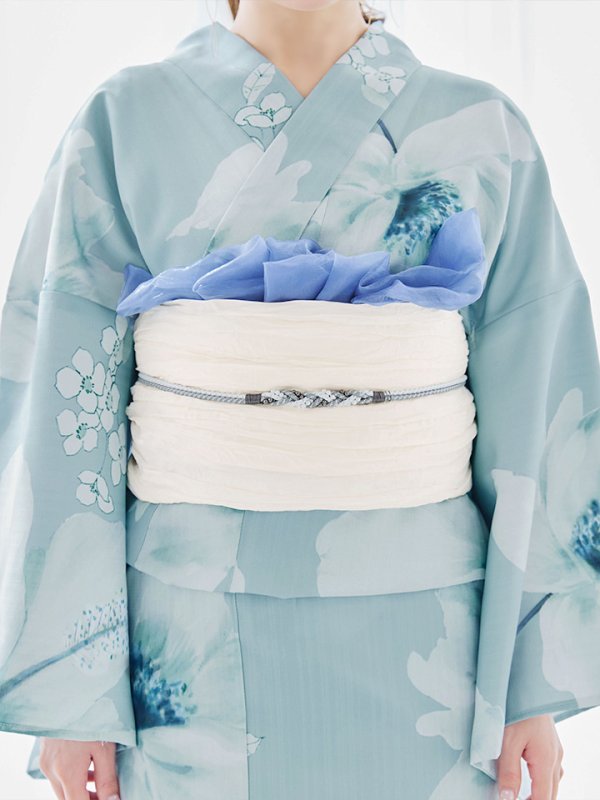 画像15: 【即日発送】ブルーホワイトフラワー柄浴衣【浴衣３点セット 浴衣/帯/下駄】[YMT]