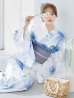 画像1: 水彩ガーベラ柄浴衣 OBI-g-500-kj-8-GY / HIMO-900-yn-5-IV / HEKO-800-sb-8-DusBL / YA-1067-kn-BL / GETA-01-kj-2-BL/ [YMT] (1)