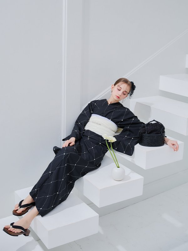 画像22: 【即日発送】アーガイルビジュー浴衣【浴衣３点セット 浴衣/帯/下駄】[YMT]