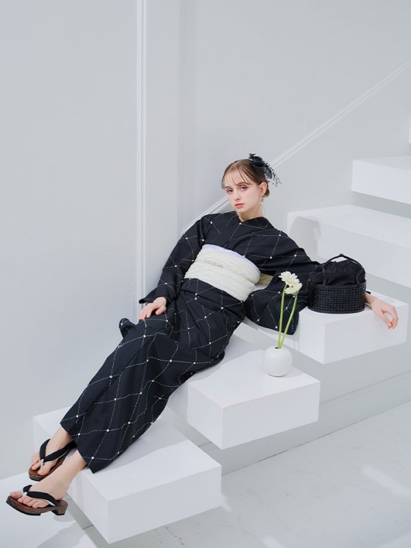 画像23: 【即日発送】アーガイルビジュー浴衣【浴衣３点セット 浴衣/帯/下駄】[YMT]