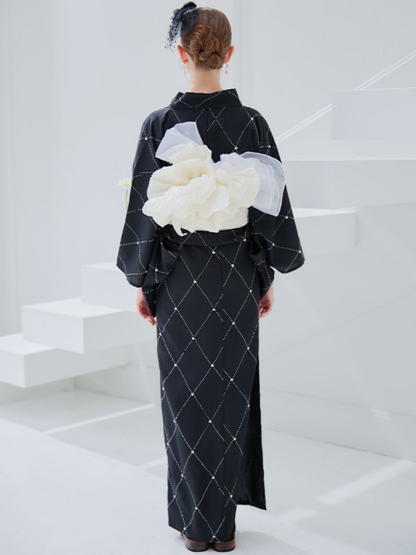 画像11: 【即日発送】アーガイルビジュー浴衣【浴衣３点セット 浴衣/帯/下駄】[YMT]