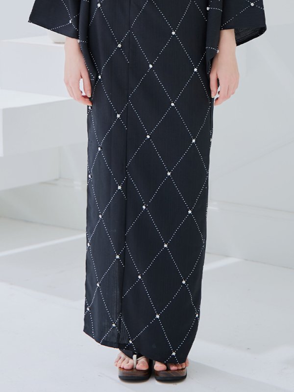 画像13: 【即日発送】アーガイルビジュー浴衣【浴衣３点セット 浴衣/帯/下駄】[YMT]