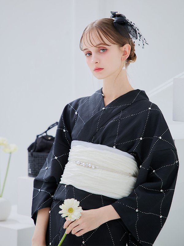 画像24: 【即日発送】アーガイルビジュー浴衣【浴衣３点セット 浴衣/帯/下駄】[YMT]