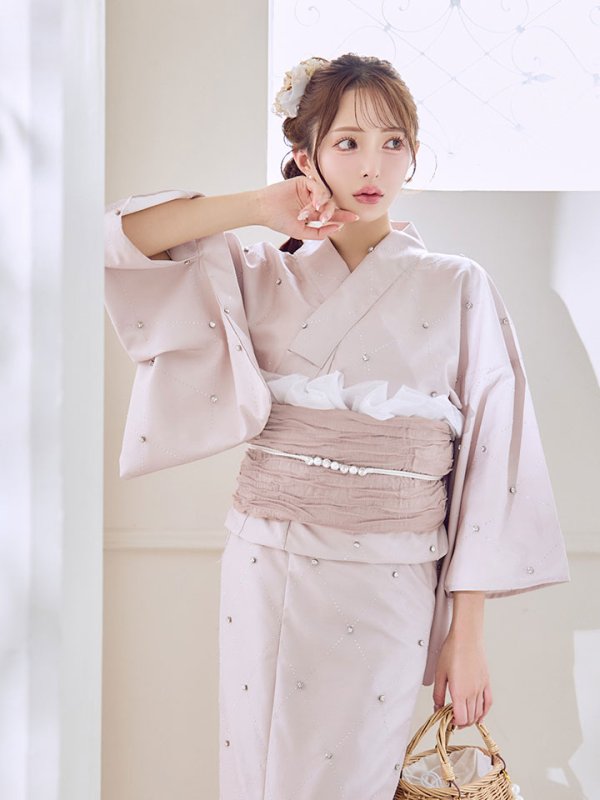 画像14: アーガイルビジュー浴衣【浴衣３点セット 浴衣/帯/下駄】[YMT]