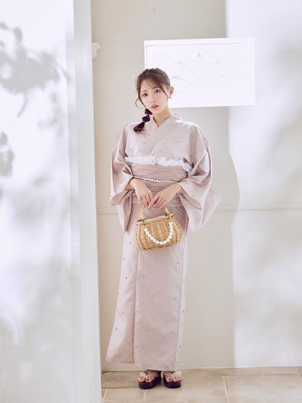 画像9: アーガイルビジュー浴衣【浴衣３点セット 浴衣/帯/下駄】[YMT]