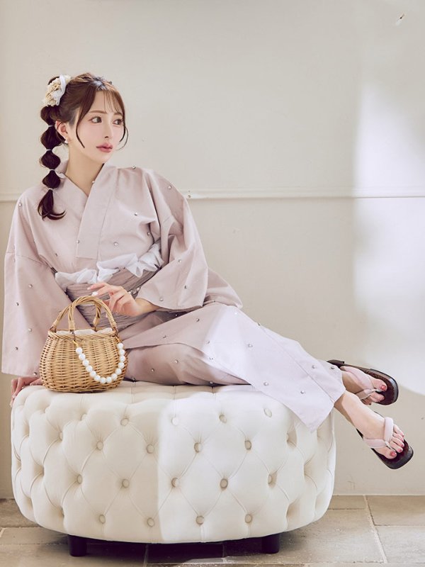 画像10: アーガイルビジュー浴衣【浴衣３点セット 浴衣/帯/下駄】[YMT]