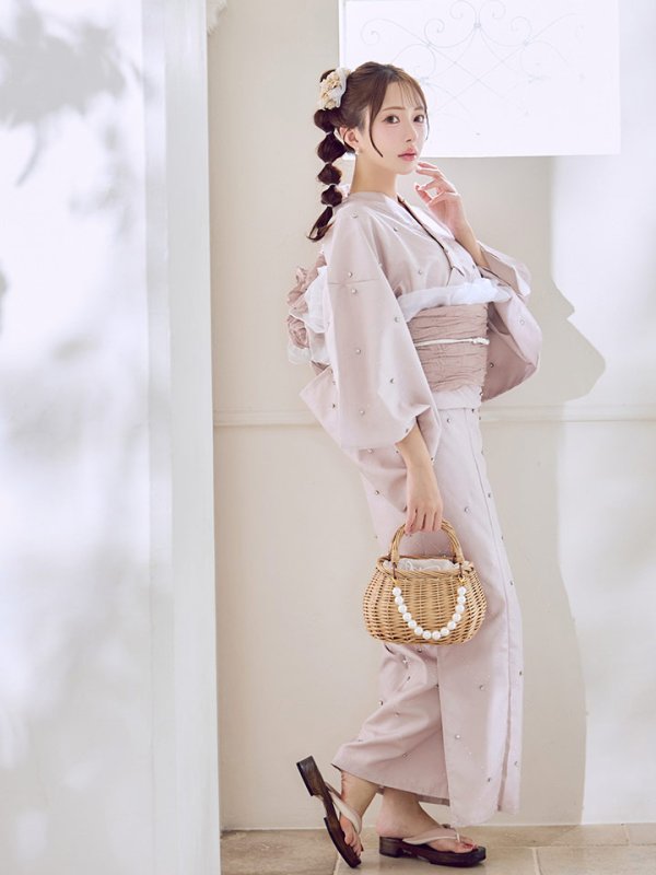 画像11: アーガイルビジュー浴衣【浴衣３点セット 浴衣/帯/下駄】[YMT]