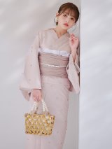【予約 / 5月中旬発送予定】アーガイルビジュー浴衣 OBI-siwa-204-wk-9-DusP / HIMO-906-yn-PEARL / HEKO-800-sb-5-W / YA-1075-kn-BE / GETA-01-kj-7-P/ [yo/YMT]