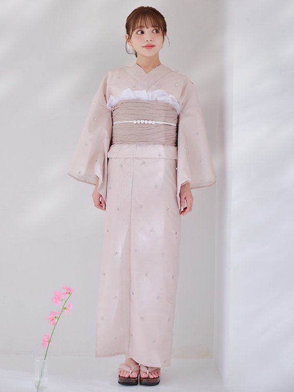 画像5: 【即日発送】アーガイルビジュー浴衣【浴衣３点セット 浴衣/帯/下駄】[YMT]