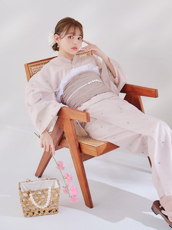 画像6: 【即日発送】アーガイルビジュー浴衣【浴衣３点セット 浴衣/帯/下駄】[YMT]