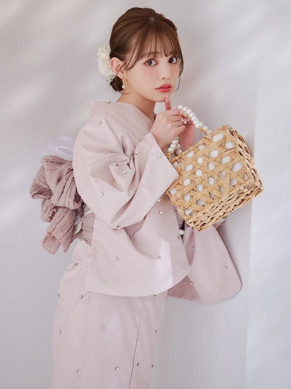 画像7: 【即日発送】アーガイルビジュー浴衣【浴衣３点セット 浴衣/帯/下駄】[YMT]