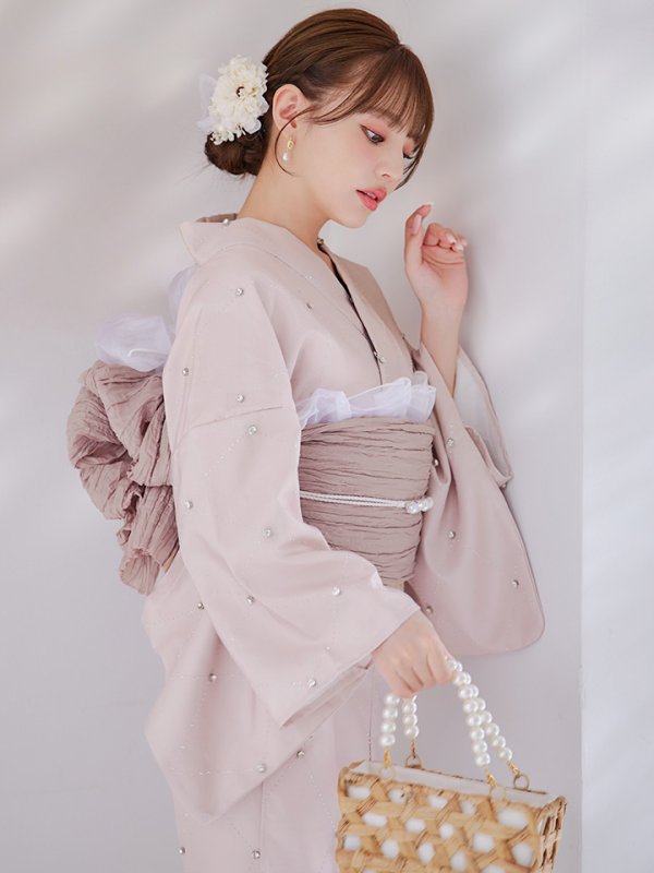 画像10: 【即日発送】アーガイルビジュー浴衣【浴衣３点セット 浴衣/帯/下駄】[YMT]