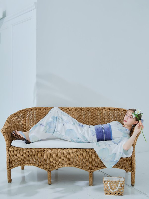 画像30: 【即日発送】【浴衣セール！】水彩百合ナチュラルブルー浴衣【浴衣３点セット 浴衣/帯/下駄】[YMT]