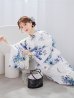画像10: 瑠璃色ビオラブーケ浴衣【浴衣３点セット 浴衣/帯/下駄】OBI-g-500-kj-8-GY / HIMO-900-yn-4-GYxGY / HEKO-800-sb-8-DusBL / YA-953-kn-BL / GETA-01-kj-2-BL/ [YMT]