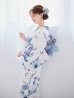画像8: 瑠璃色ビオラブーケ浴衣【浴衣３点セット 浴衣/帯/下駄】OBI-g-500-kj-8-GY / HIMO-900-yn-4-GYxGY / HEKO-800-sb-8-DusBL / YA-953-kn-BL / GETA-01-kj-2-BL/ [YMT]