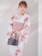 【予約 / 5月中旬発送予定】レッドブラウンブーケ浴衣 OBI-siwa-200-kj-8-P / HIMO-900-yn-8-P / HEKO-800-sb-5-W / YA-1079-kj-8-W / GETA-01-kj-7-P/ [y/YMT]