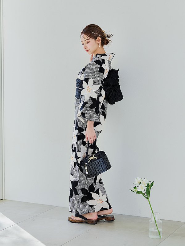 画像10: 【即日発送】白百合鹿子模様浴衣【浴衣３点セット 浴衣/帯/下駄】 [YMT/o]